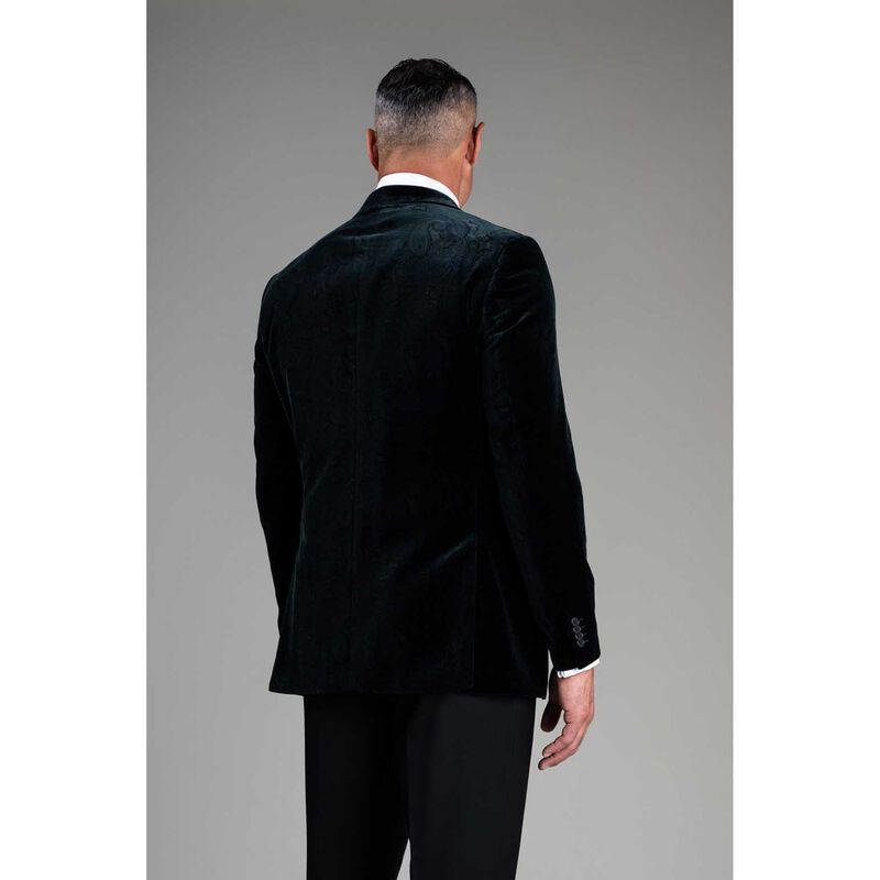 Rembrandt Lyon Bottle Green Paisley Velvet Blazer image number 1